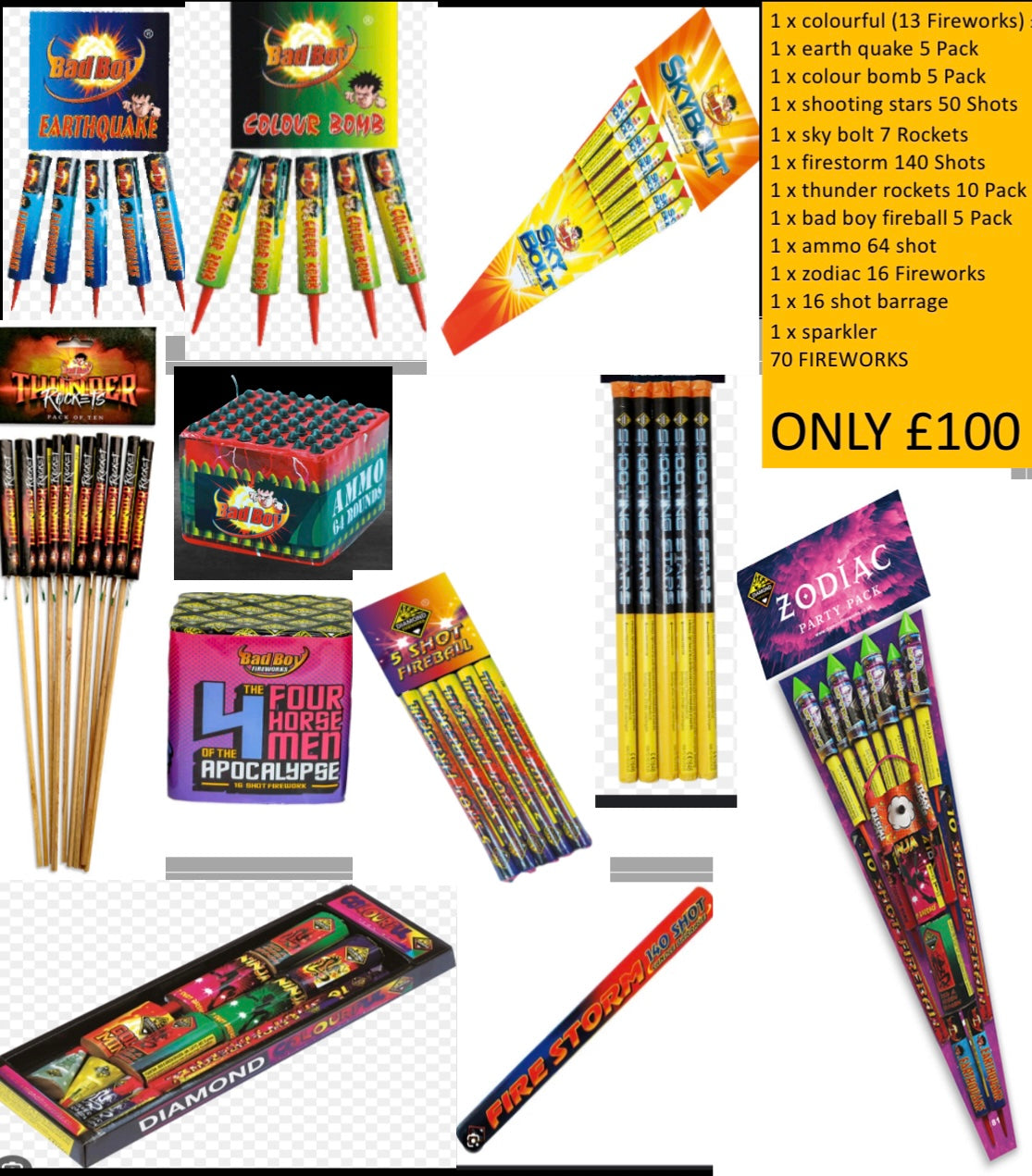 Firework Pack Single £100 Party Pack – Xtreme Fireworks NE
